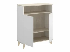 Vente-unique Aparador de cocina - 2 puertas, 1 hueco - Blanco y roble - WAJDI Color natural claro / Blanco