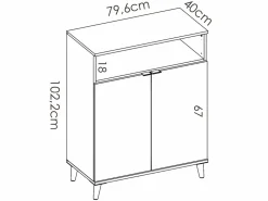 Vente-unique Aparador de cocina - 2 puertas, 1 hueco - Blanco y roble - WAJDI Color natural claro / Blanco
