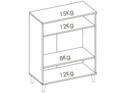 Vente-unique Aparador de cocina - 2 puertas, 1 hueco - Blanco y roble - WAJDI Color natural claro / Blanco