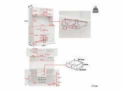 Merax Aparador de cocina - 120 x 40 x 188 cm - con estantes regulables + botellero + 4 puertas + 2 cajones - MDF -