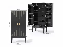 Outlet Aparador de cocina - 120 x 59 x 30 cm - con 2 puertas con estantes - estilo vintage - MDF - Aparador De Cocina