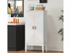 Clearance Merax Aparador de cocina - 120 x 59 x 30 cm - con 2 puertas con estantes - estilo vintage - MDF - Blanco
