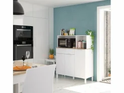 New Calicosy Aparador de cocina 3 puertas 1 cajón - L108 cm - Kira Blanco