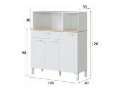 New Calicosy Aparador de cocina 3 puertas 1 cajón - L108 cm - Kira Blanco