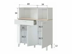 New Calicosy Aparador de cocina 3 puertas 1 cajón - L108 cm - Kira Blanco