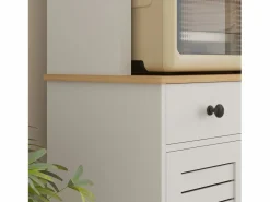 Online Aparador de cocina con 2 cajones y puertas de cristal, espacio para guardar vajilla, 68 x 39,5 x 170 cm, Blanco