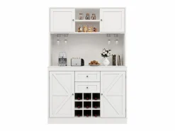 Best Aparador de cocina con 4 puertas, 2 cajones y botellero - Madera MDF - Negro Aparador De Cocina