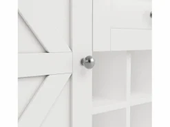 Best Aparador de cocina con 4 puertas, 2 cajones y botellero - Madera MDF - Negro Aparador De Cocina