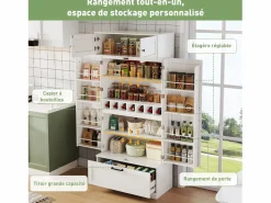 Aparador de cocina con 4 puertas y 1 cajón, aparador alto con tirador de metal retro,