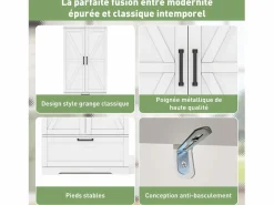 Aparador de cocina con 4 puertas y 1 cajón, aparador alto con tirador de metal retro,