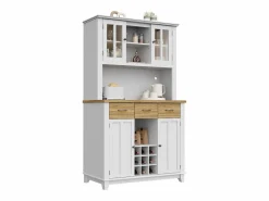 Hauss Spole Aparador de cocina con iluminación LED, 3 cajones y 4 puertas - estantes regulables - y madera