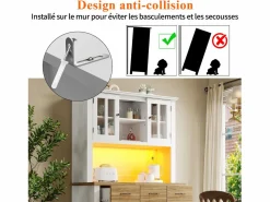 Hauss Spole Aparador de cocina con iluminación LED, 3 cajones y 4 puertas - estantes regulables - y madera