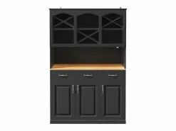Sale Aparador de cocina con iluminación LED, 3 puertas y 3 cajones - Madera MDF negra Aparador De Cocina