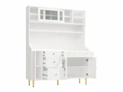 Hot Aparador de cocina con iluminación LED, 4 puertas, 3 cajones y botellero - Aparador De Cocina