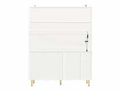 Hot Aparador de cocina con iluminación LED, 4 puertas, 3 cajones y botellero - Aparador De Cocina
