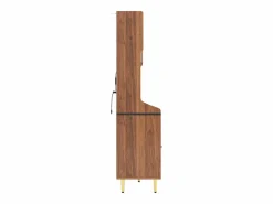 Outlet Hauss Spole Aparador de cocina con iluminación LED, 4 puertas, 3 cajones y botellero - Color nogal Marru00f3n