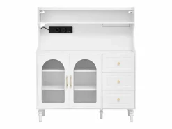 Hot Aparador de cocina con zócalos - 120 x 40 x 138,5 cm - con 3 cajones + botellero + estantes + 2 puertas - MDF - Aparador De Cocina