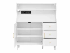 Hot Aparador de cocina con zócalos - 120 x 40 x 138,5 cm - con 3 cajones + botellero + estantes + 2 puertas - MDF - Aparador De Cocina