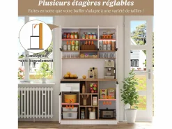 Best Aparador de cocina de 105 x 45 x 185 cm, mueble de almacenaje con estantes ajustables, para salón, color Blanco