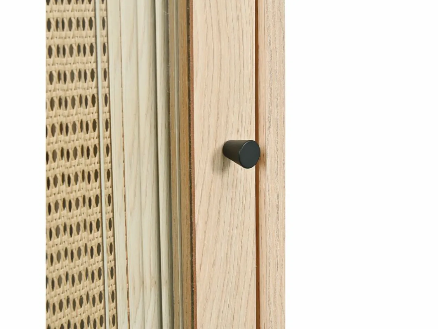 Online Aparador de cocina 60x40x100cm, 2 puertas correderas respectivamente en cristal y ratán Aparador De Cocina