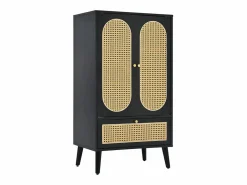 Clearance Aparador de cocina 60x40x110cm, 2 puertas de ratán y 1 cajón, madera, color Aparador De Cocina