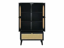 Clearance Aparador de cocina 60x40x110cm, 2 puertas de ratán y 1 cajón, madera, color Aparador De Cocina