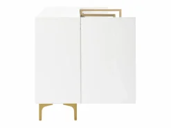 Sale Aparador de cocina 150x38x85cm con 4 puertas incluidas 2 de cristal, cuerpo con bandas doradas Aparador De Cocina
