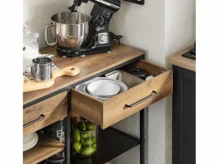 Sobuy Aparador de Comedor Mesa de Cocina con 2 Cajones y 3 Estantes Estructura de Metal Estilo Industrial 120 x 45 x 91 cm FSB85-PF ES
