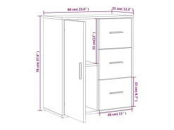 vidaxl Aparador de madera de ingeniería 2 uds 60x31x70 cm