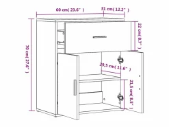 Outlet vidaxl Aparador de madera de ingeniería roble Sonoma 60x31x70 cm Marru00f3n