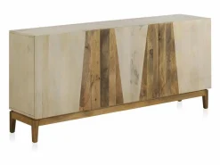 Sale Aparador de madera de mango en color patinado con patas de madera Blanco