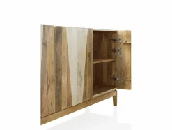 Sale Aparador de madera de mango en color patinado con patas de madera Blanco