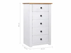 Hot Aparador de madera maciza pino estilo Panamá 46x40x89 cm Cómoda