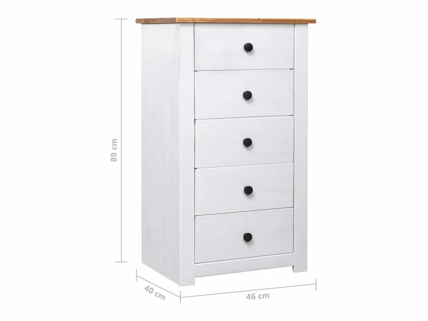 Hot Aparador de madera maciza pino estilo Panamá 46x40x89 cm Cómoda