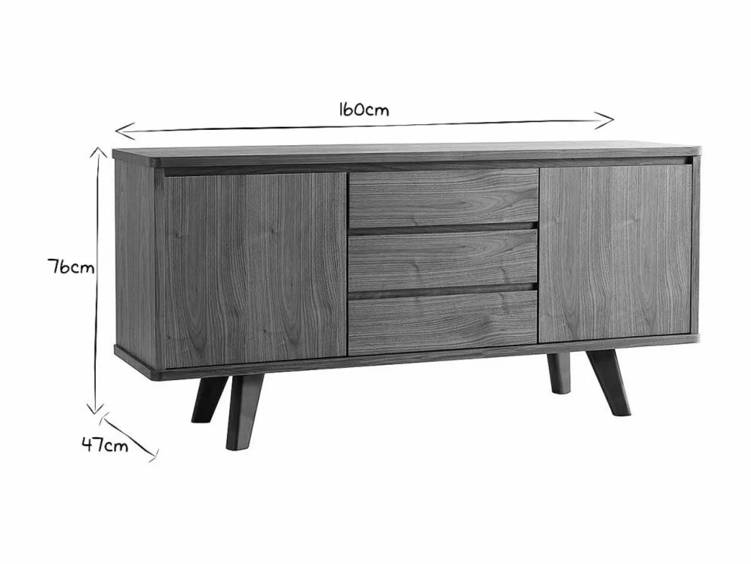 Hot Miliboo Aparador diseño nogal FIFTIES Marru00f3n