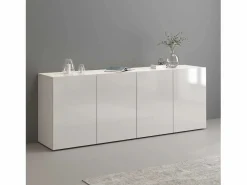 Best Aparador Egypt con 4 puertas y 4 compartimentos brillo 180x38x70 cm Blanco