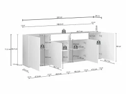 Aparador Garda con 4 puertas y 2 cajones mate y roble 200x35x71 cm