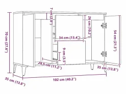 Discount Aparador madera contrachapada color roble Sonoma 102x35x70 cm Aparador