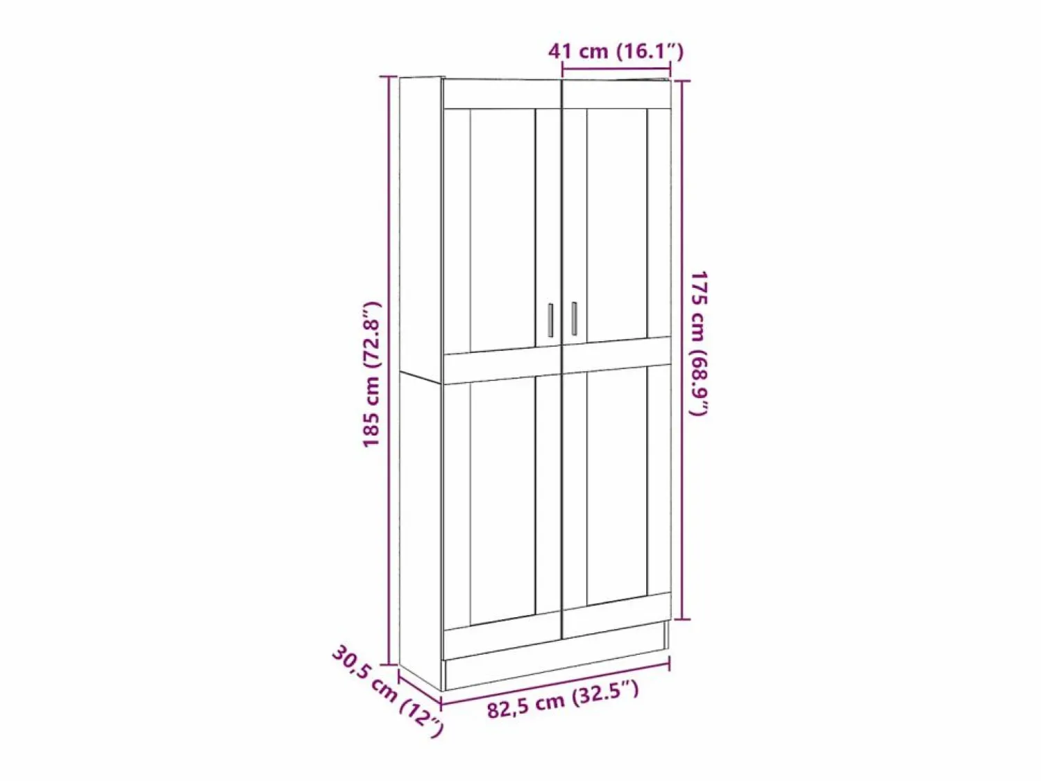 vidaxl Aparador madera ingeniería madera envejecida 82,5x30,5x185 cm