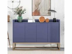 Outlet Aparador Moderno 120 x 30 x 80 cm - Aparador Estilo Minimalista con 4 Puertas para Comedor, Salón, Cocina - Marino Azul