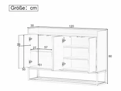 Outlet Aparador Moderno 120 x 30 x 80 cm - Aparador Estilo Minimalista con 4 Puertas para Comedor, Salón, Cocina - Marino Azul