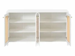Hot ModernLuxe Aparador moderno con estantes ajustables - puertas de ratán - MDF - Blanco