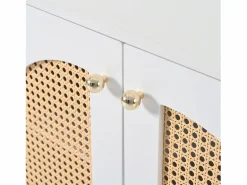 Hot ModernLuxe Aparador moderno con estantes ajustables - puertas de ratán - MDF - Blanco