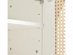 Hot ModernLuxe Aparador moderno con estantes ajustables - puertas de ratán - MDF - Blanco