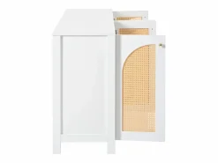 Hot ModernLuxe Aparador moderno con estantes ajustables - puertas de ratán - MDF - Blanco