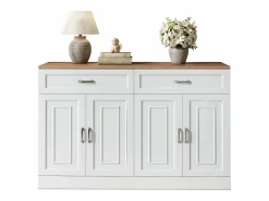 Merax Aparador moderno con estantes + 4 puertas + 2 cajones - 120 x 35 x 80,5 cm - aglomerado -