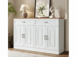 Merax Aparador moderno con estantes + 4 puertas + 2 cajones - 120 x 35 x 80,5 cm - aglomerado -
