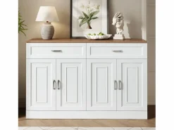 Merax Aparador moderno con estantes + 4 puertas + 2 cajones - 120 x 35 x 80,5 cm - aglomerado -