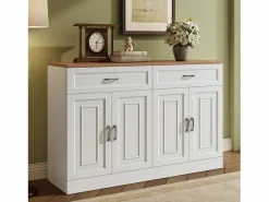 Merax Aparador moderno con estantes + 4 puertas + 2 cajones - 120 x 35 x 80,5 cm - aglomerado -