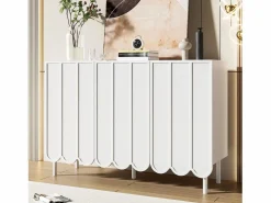Best Aparador moderno con puertas onduladas - 120 x 35 x 80 cm - con estantes regulables - MDF - Aparador